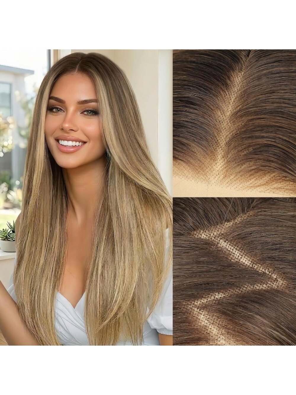 Women's Ombre Blonde Glueless Synthetic Lace Front Pre-Plucked Hairline 28 Inch